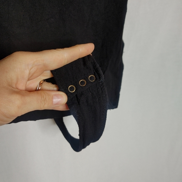 Intimately Free People Notch V-neck Textured Sleeveless Bodysuit Thong Black M - Picture 7 of 11